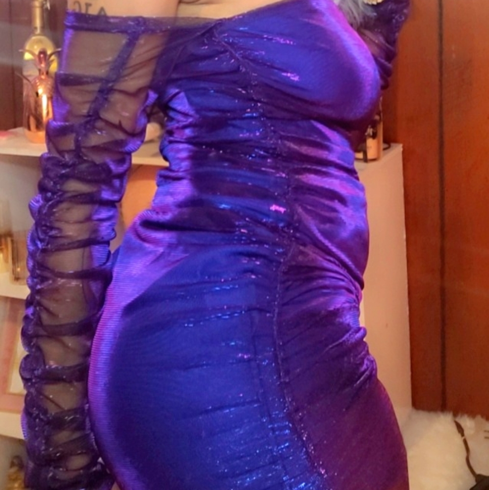 Purple Mesh Bodycon Dress